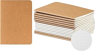HOMEMARS Carnet A6 Squared,14pcs Cahier de Notes 10x14cm,Papier Quadrillé, 100 GSM,60 Pages Petit Carnet Kraft Couverture Souple,Notebook,Papier épais